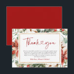 Christmas Winter Red Green Gold Wedding Thank You Card<br><div class="desc">Spread holiday cheer and gratitude with our Christmas Winter Red Green Gold Wedding Thank You Card! This festive design beautifully combines rich red, green, and gold accents, making it the perfect way to thank your guests for being a part of your special day. Whether it’s their presence, love, or thoughtful...</div>