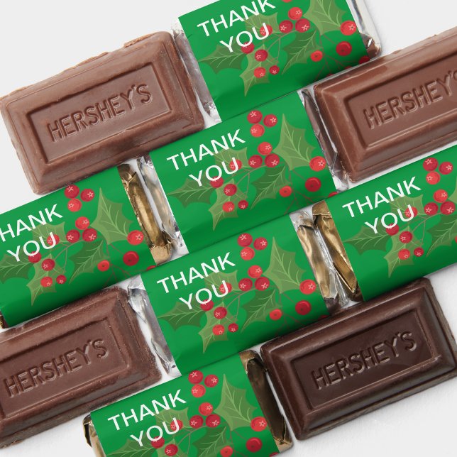 Christmas Winter Red Holly candy wrapper label Hershey's Miniatures (Creator Uploaded)