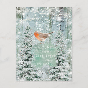 christmas winter robin quote postcard