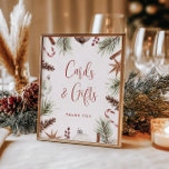 Christmas Winter Rustic Bridal Shower Cards Gifts Poster<br><div class="desc">Celebrate the bride-to-be with this modern winter bridal shower "cards and gifts" poster featuring a watercolor Christmas frame with pine cones,  ornaments candy cane and Christmas berries.</div>