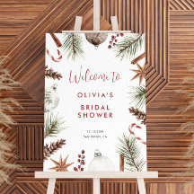 Christmas Winter Rustic Bridal Shower Welcome Sign