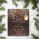 Christmas Winter Rustic Pine Drop Wood Wedding<br><div class="desc">One design per sheet. Budget invitations do not include envelopes. This design may be personalized in the area provided by changing the photo and/or text. Or it can be customized by clicking Personalize this Template and then choosing the click to customize further option and delete or change the color of...</div>