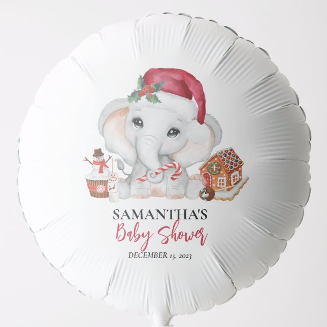 Christmas Winter Santa Baby Elephant Shower  Balloon (Front)