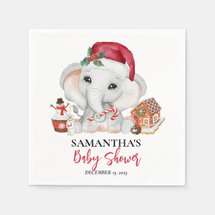 Christmas Winter Santa Baby Elephant Shower Napkins