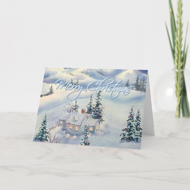 CHRISTMAS WINTER SCENE by SHARON SHARPE Holiday Card (Front)