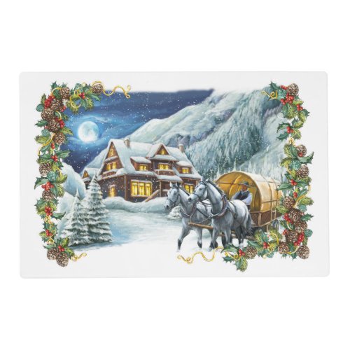 Christmas Winter Scene Laminated Placemat