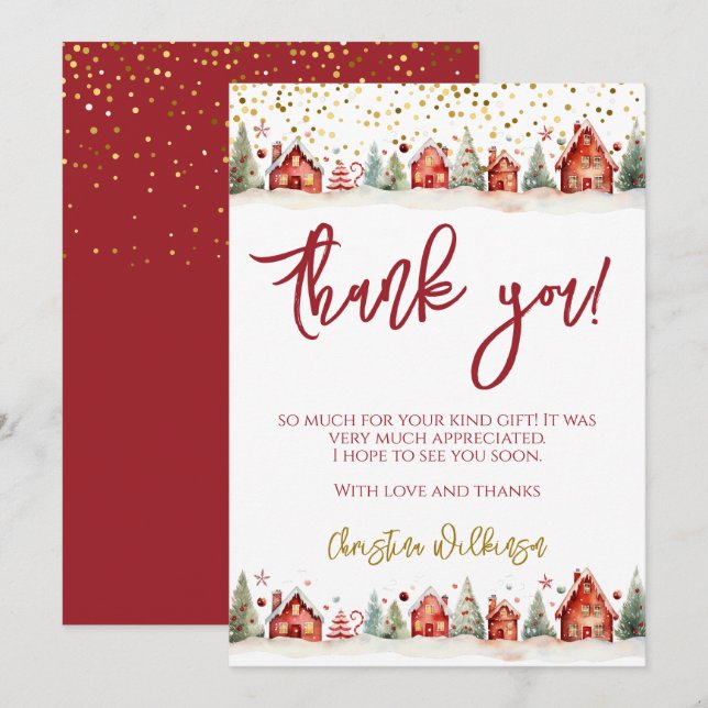Christmas Winter Scene Thank You Card (Front/Back)