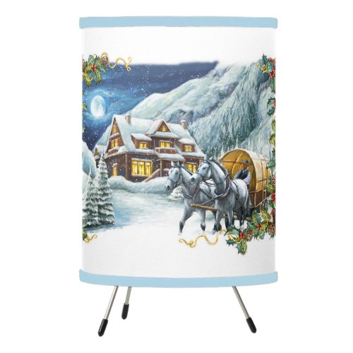 Christmas Winter Scene Tripod Lamp