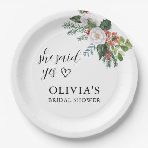 Christmas Winter She said yes Bridal Shower Paper Plates