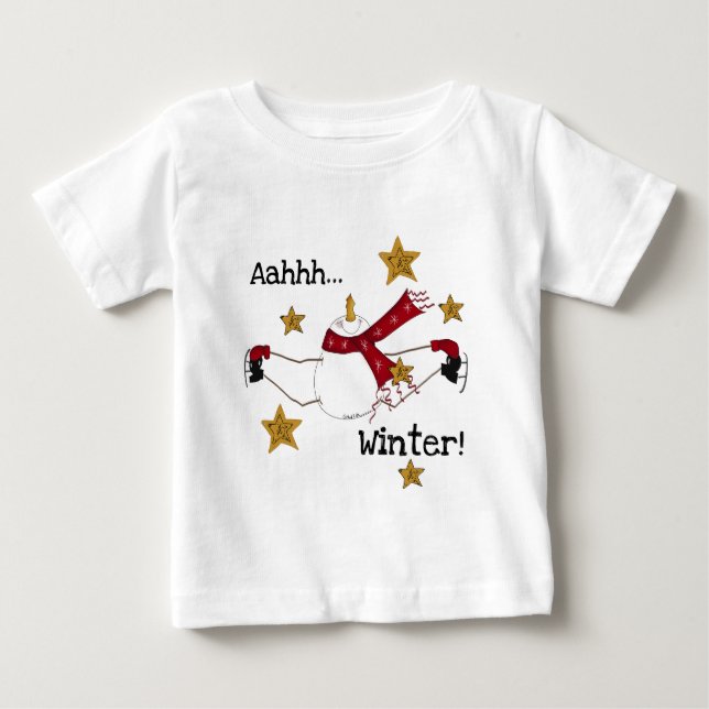 Christmas Winter Skating Snowman Baby T-Shirt (Front)