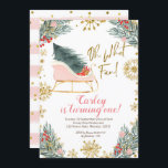 Christmas Winter Sleigh Oh What Fun First Birthday Invitation<br><div class="desc">Christmas Winter Sleigh Oh What Fun First Birthday Invitation</div>