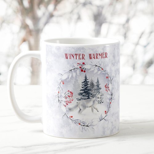 Christmas Winter Snow Arctic Fox Name Coffee Mug