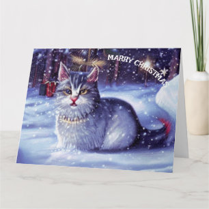 Christmas Winter Snow Cat Card