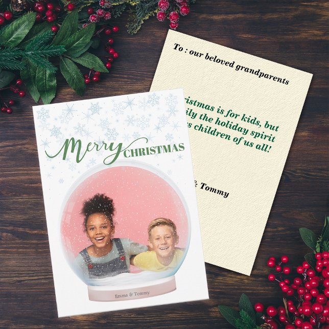 Christmas Winter Snow Globe Custom Photo Card (Creator Uploaded)