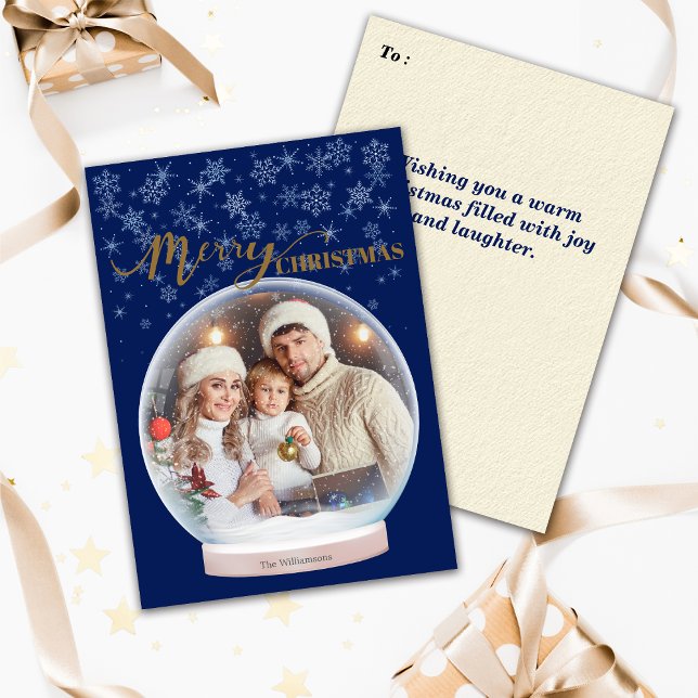 Christmas Winter Snow Globe Custom Photo Holiday Card (Creator Uploaded)