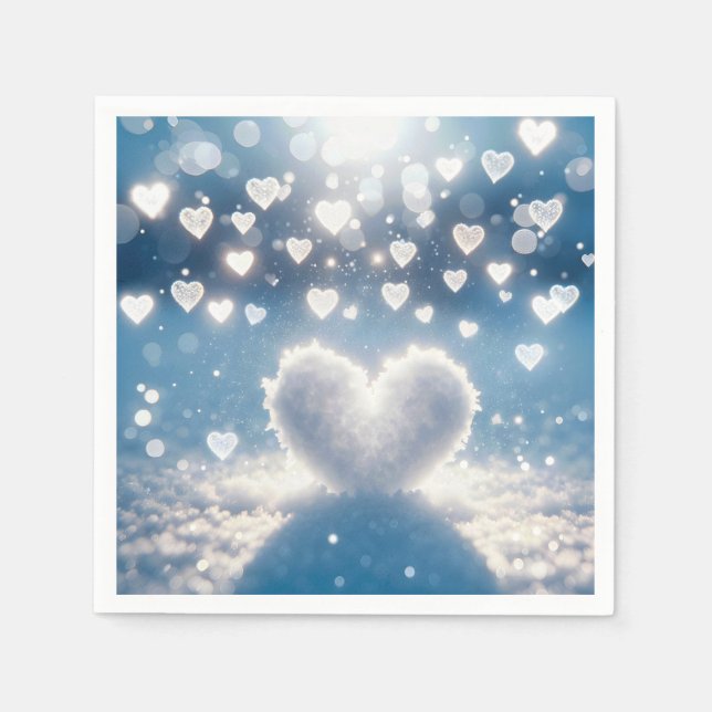 Christmas Winter Snow Hearts Napkins (Front)