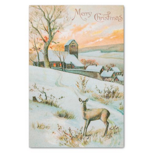 Christmas Winter Snow Landscape and Deer Holiday Tissue Paper