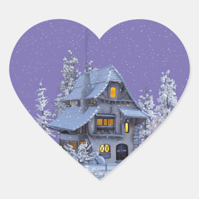 christmas-winter-snow-snowflake. heart sticker (Front)