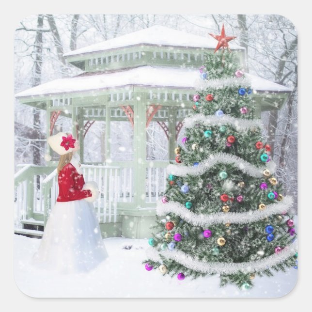 Christmas Winter Snowfall Scene Sticker (Front)
