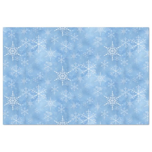 Christmas Winter Snowflakes Hand Drawn Blue White  Tissue Paper