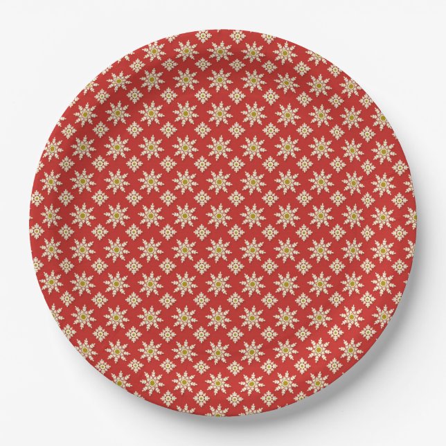 Christmas Winter Snowflakes | Holidays Paper Plates (Front)