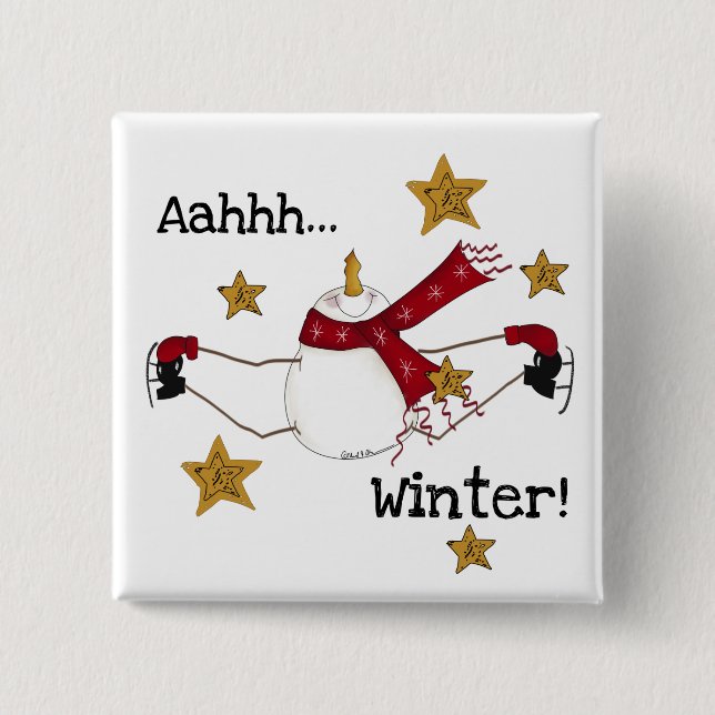 Christmas Winter Snowman Button (Front)