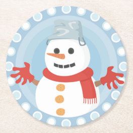 CHRISTMAS WINTER SNOWMAN ROUND PAPER COASTER