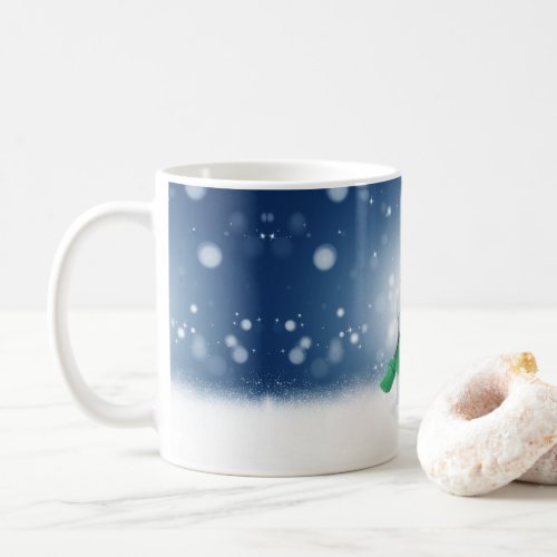 Christmas winter snowman SlipperyJoe green scarf g Coffee Mug