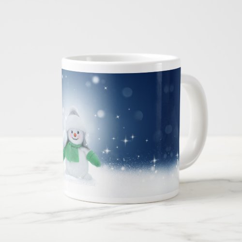 Christmas winter snowman SlipperyJoe green scarf g Giant Coffee Mug