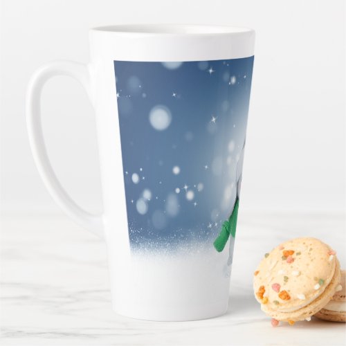 Christmas winter snowman SlipperyJoe green scarf g Latte Mug