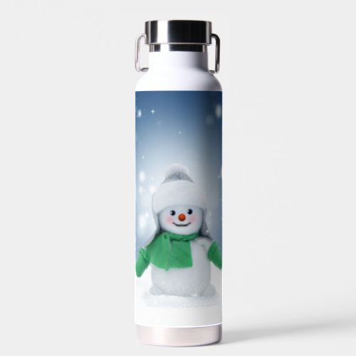 Christmas winter snowman SlipperyJoe green scarf g Water Bottle