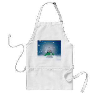 Christmas winter snowman SlipperyJoe green scarf m Adult Apron