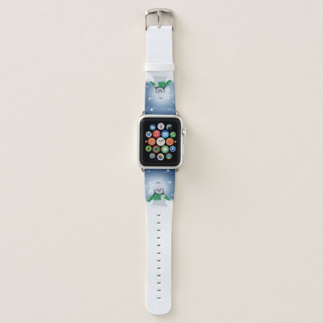 Christmas winter snowman SlipperyJoe green scarf m Apple Watch Band (Front)