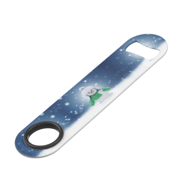 Christmas winter snowman SlipperyJoe green scarf m Bar Key (Back Angled)