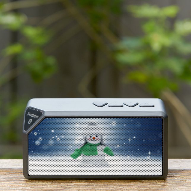 Christmas winter snowman SlipperyJoe green scarf m Bluetooth Speaker (Insitu(Outdoor))