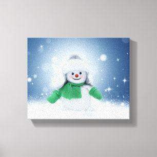 Christmas winter snowman SlipperyJoe green scarf m Canvas Print