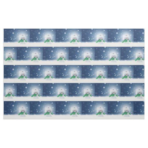 Christmas winter snowman SlipperyJoe green scarf m Fabric