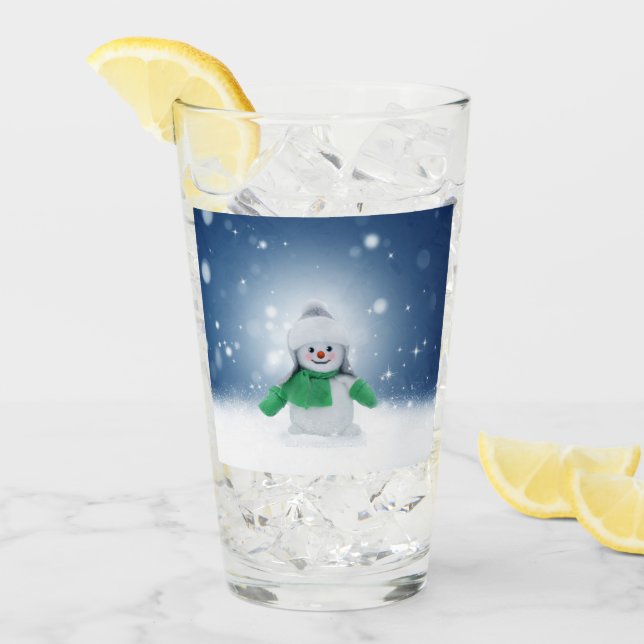 Christmas winter snowman SlipperyJoe green scarf m Glass (Front Ice)