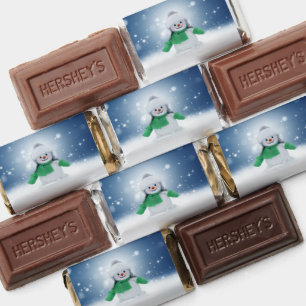 Christmas winter snowman SlipperyJoe green scarf m Hershey's Miniatures