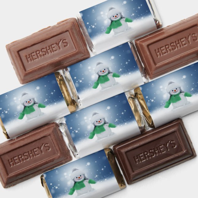 Christmas winter snowman SlipperyJoe green scarf m Hershey's Miniatures (Assorted)