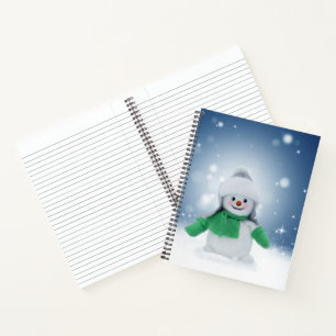 Christmas winter snowman SlipperyJoe green scarf m Notebook