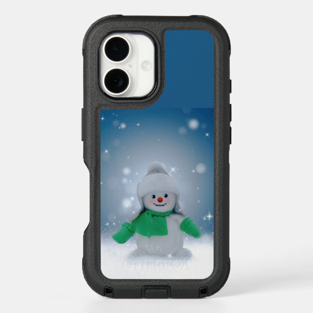 Christmas winter snowman SlipperyJoe green scarf m Otterbox iPhone Case (Back)