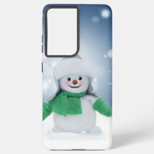 Christmas winter snowman SlipperyJoe green scarf m Samsung Galaxy S21+ Case