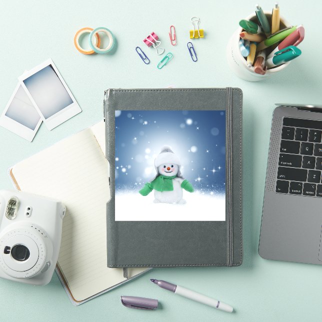 Christmas winter snowman SlipperyJoe green scarf m Sticker (iPad Cover)