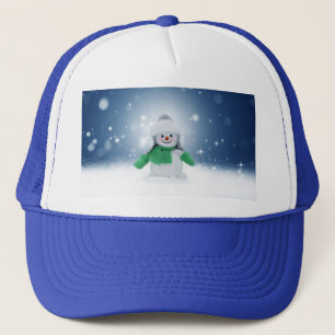 Christmas winter snowman SlipperyJoe green scarf m Trucker Hat