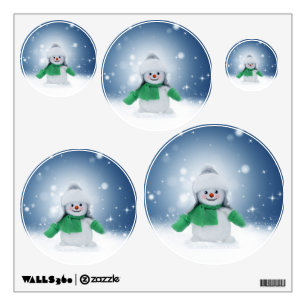 Christmas winter snowman SlipperyJoe green scarf m Wall Decal