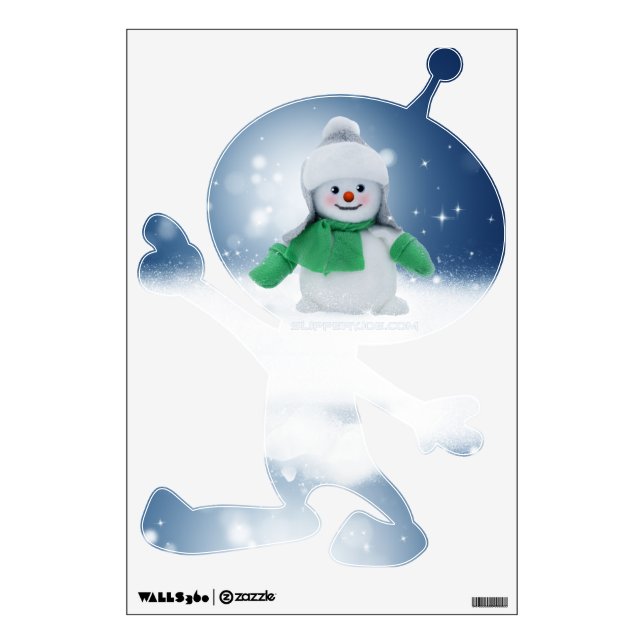 Christmas winter snowman SlipperyJoe green scarf m Wall Decal (Front)