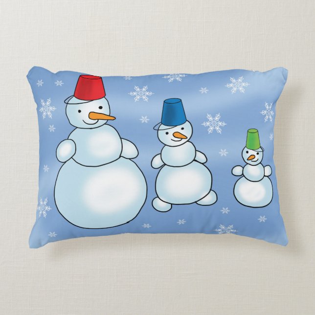 christmas winter snowmen accent pillow (Front)