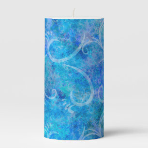 Christmas Winter Storm Victorian Filigree Swirls B Pillar Candle