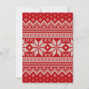 Christmas Winter Sweater Knitting Pattern - RED Holiday Card
